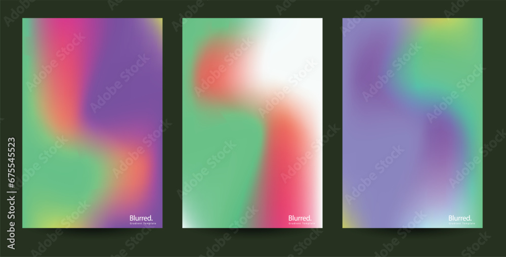 set of Abstract colorful  gradient template background 