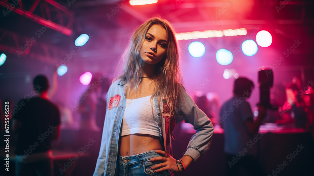 Teenage girl going out in a club or disco