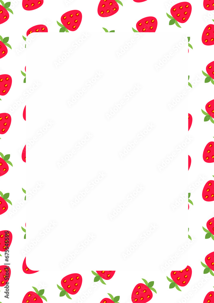 repetition of strawberries on white background with space to fill