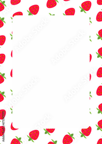 repetition of strawberries on white background with space to fill