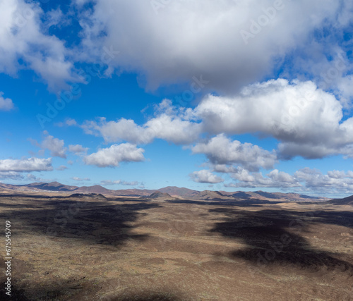 Canarian volcanic landscape and mountains on Fuerteventura island  Canary islands  winter in Spain