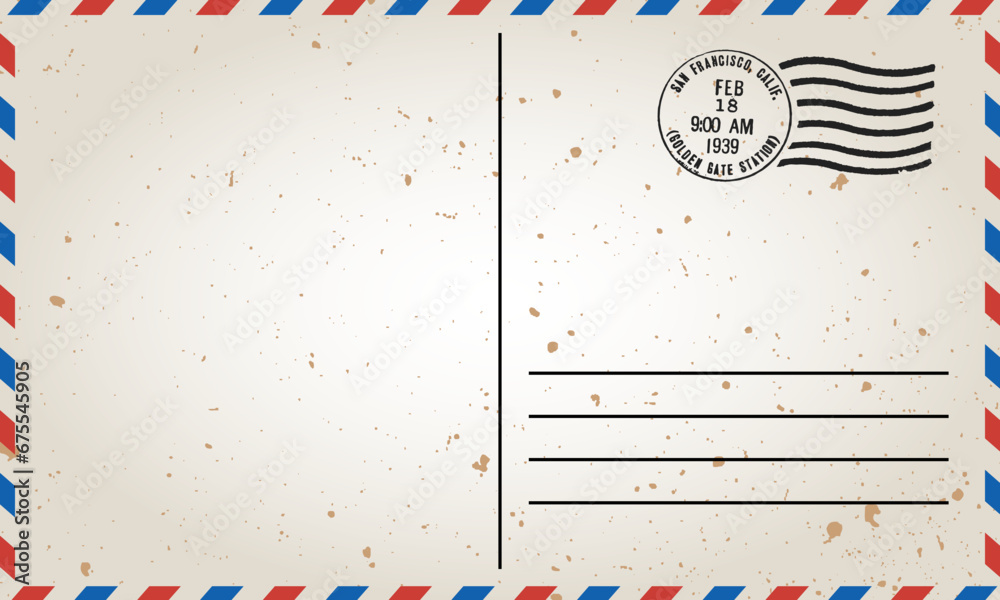 Obraz premium Back of vintage blank postcard USA.