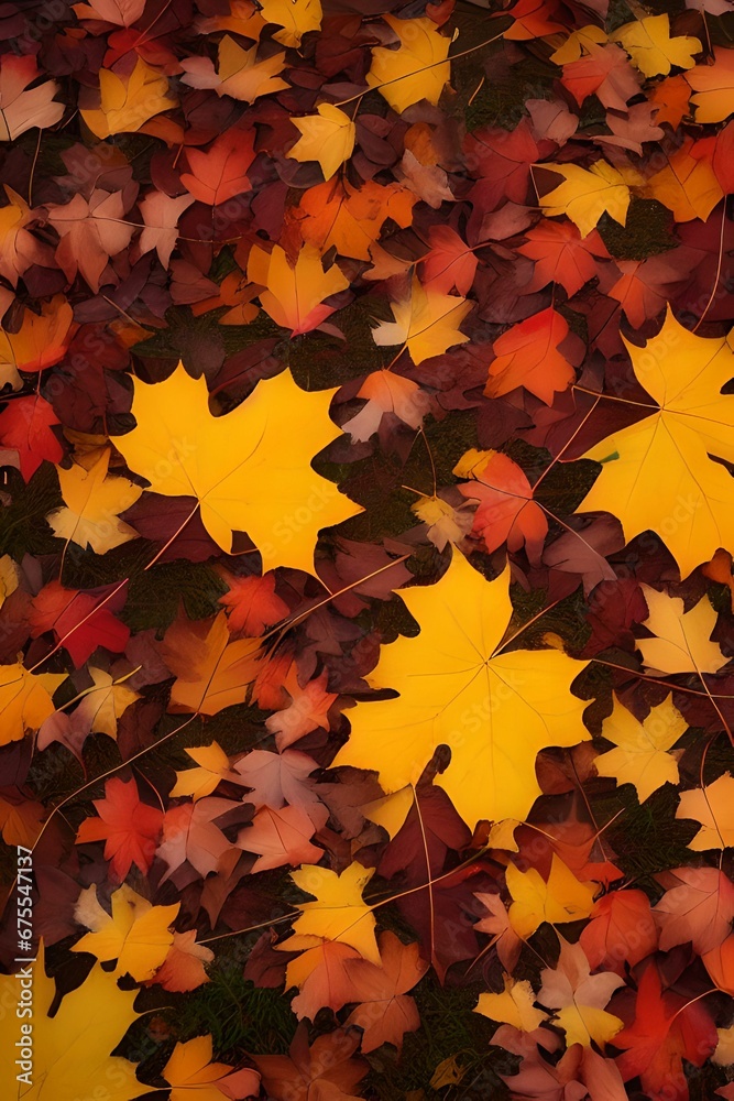 Fototapeta premium Autumn leaves lying on the floor