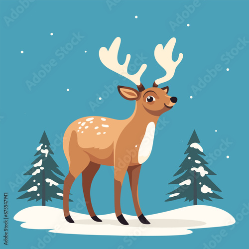 Cute Little Deer in Christmas Winter Season