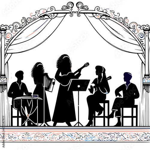 Bound by Rhythm: Multicultural Music Concept, Arab style atmosphere, inclusive vector of musicians playing music instruments