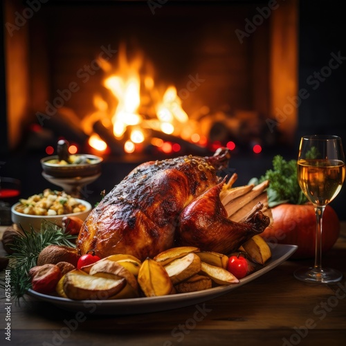 Christmas dinner by the fire