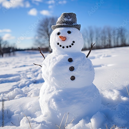 Snowman outside in the winter sun © Glyn