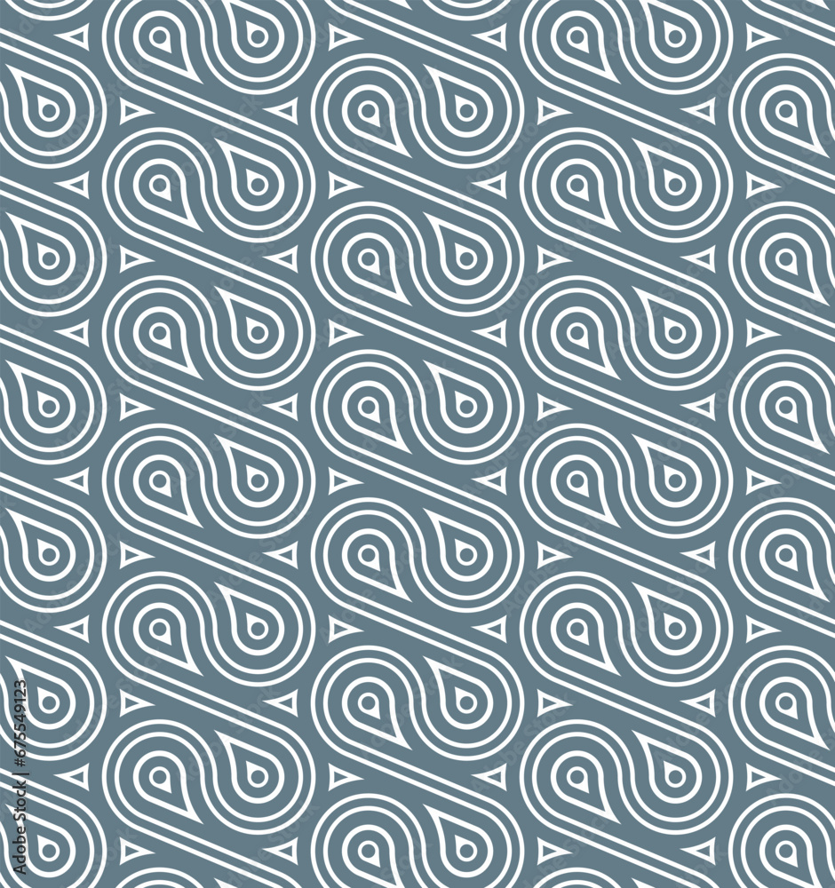 Seamless repeating pattern. Geometric composition of gray concentric wavy lines on a white background. Vintage style design. Monochrome linear waves. Vector illustration. Seamless repeating pattern. Geometric composition of gray concentric wavy lines on a white background. Vintage style design. Monochrome linear waves. Vector illustration.
