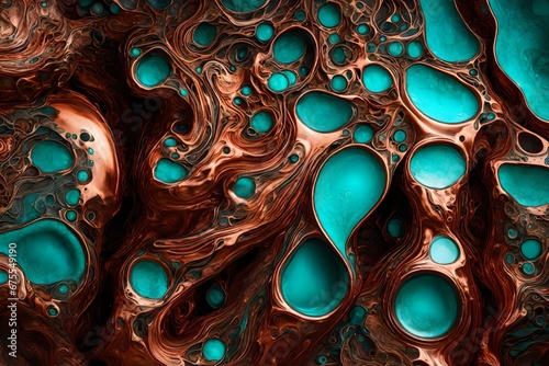 Liquid copper and aqua forming a captivating enigma