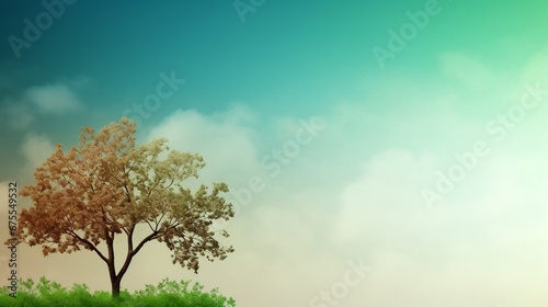 Abstract Eco friendly tree and sky banner   green and Eco Sustainability background  gradient background of Nature s Green to Earthy Brown to Sky Blue