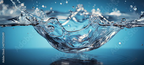 Beautiful splash of water drop Freeze action High-speed shooting of water drop Beautiful drops of stop time, water splashing close up Crystal clear water waves, drops and sprays.AI Generative