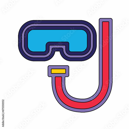 Beach, Goggles, Snorkeling, Underwater line icon vector