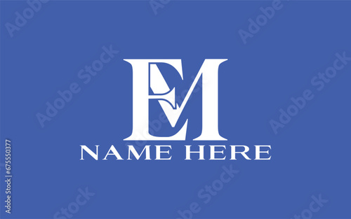 EM monogram logo EM logo design vector for business company with Serif Font and Minimalist Style