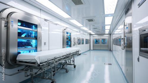Fantastic futuristic operating room, bright and clean