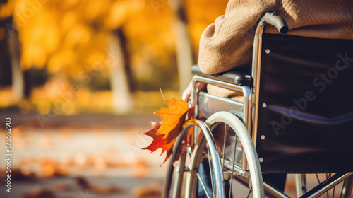 Old person in wheelchair - end of life concept photo
