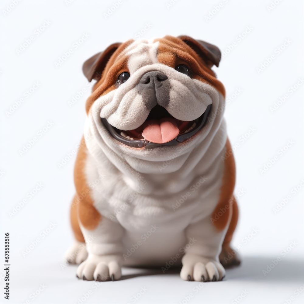 adorable happy british bulldog dog up close generative ai