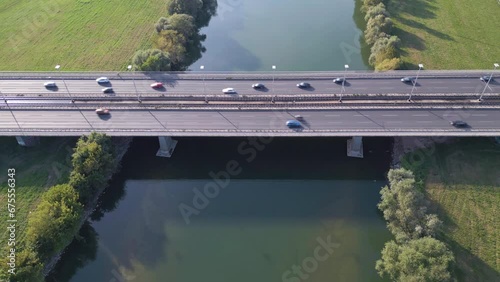 Wallpaper Mural Zagreb, Croatia-September 17th, 2023: Aerial view of Bridge of Youth and famous, abandoned river ships, anchored by the Sava river shore Torontodigital.ca
