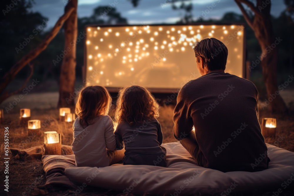 Φωτογραφία A family movie night under the stars, watching an Australian film on a big screen