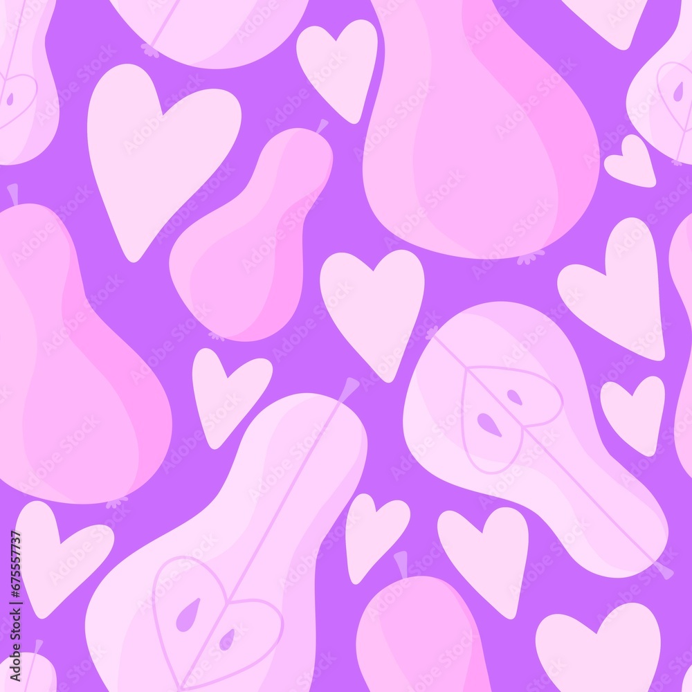 Cartoon fruit seamless pears pattern for wrapping paper and fabrics and linens and kids accessories