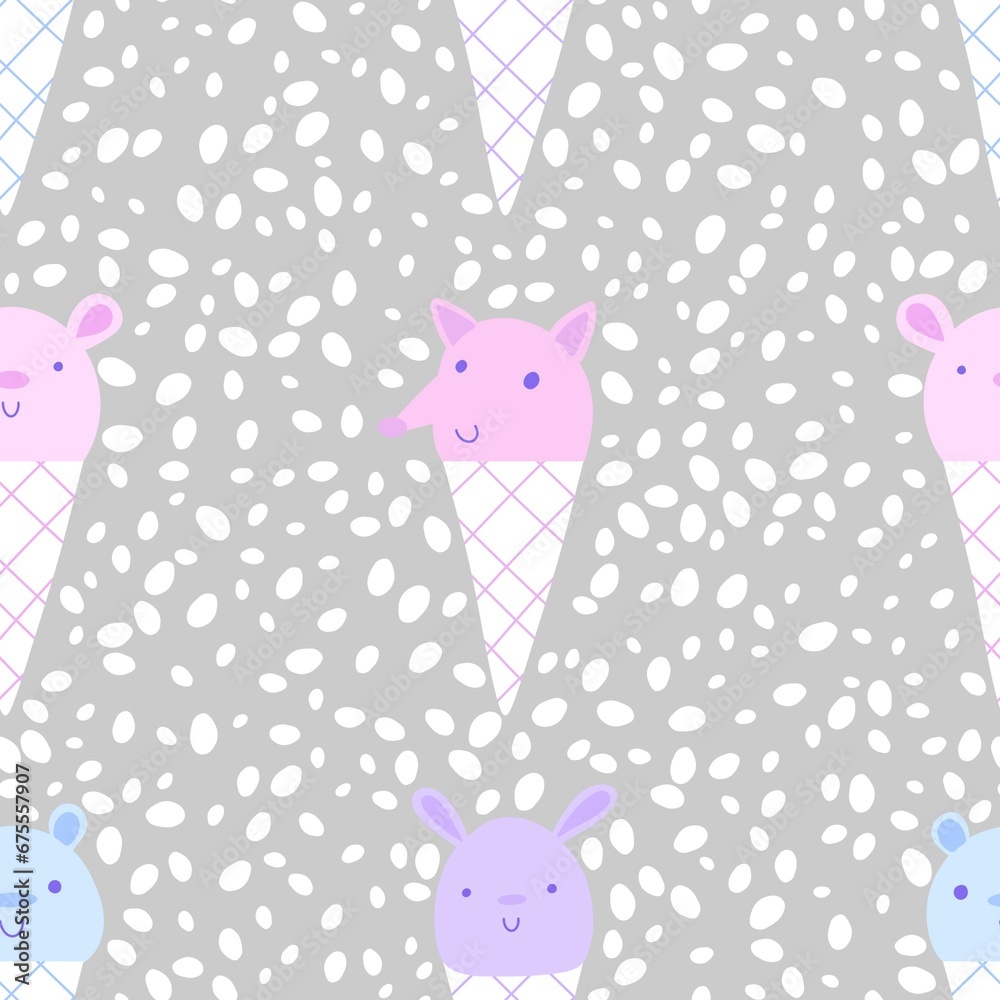 Cartoon animals seamless ice cream pattern for wrapping paper and fabrics and linens and kids clothes print Cartoon animals seamless ice cream pattern for wrapping paper and fabrics and linens and kids clothes print