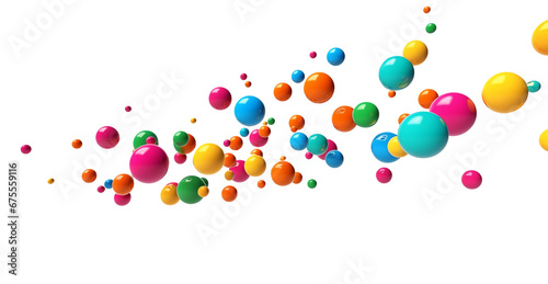 3D rendering colorful round shape bubble ball collection, transparent background. Generative AI