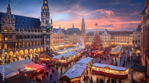 Photographic scene of Christmas market in an ancient European town. © Sergio Lucci