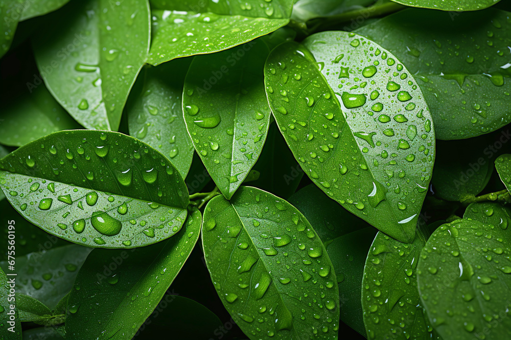 Fototapeta premium Close up green leaf texture. Nature background 