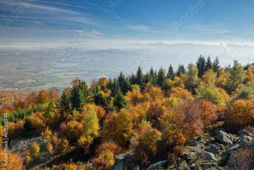 View to Bohemia over the mountain range of the Ore Mountains in Czech Republic in autumn photo