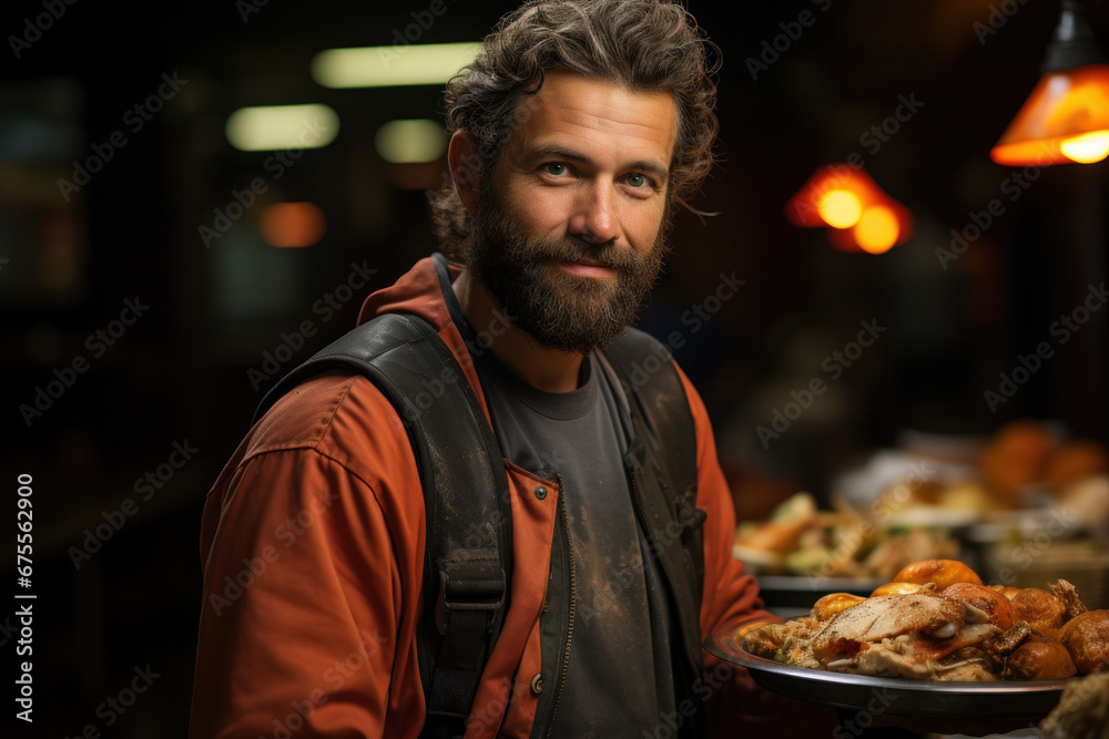 A person volunteering at a homeless shelter, exemplifying the ethics of altruism and charity. Generative Ai. A person volunteering at a homeless shelter, exemplifying the ethics of altruism and charity. Generative Ai.