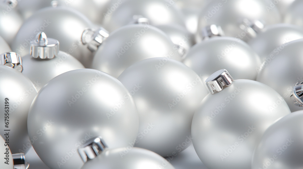 Silver Christmas background with copy space for text. Wallpaper greeting card template, new year balls for Christmas tree. Silver Christmas background with copy space for text. Wallpaper greeting card template, new year balls for Christmas tree.