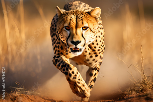 Cheetah running in wild 