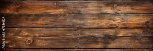 Wood long planks texture background, vintage brown wooden boards of old barn wall. Panoramic wide banner. Theme of rustic design, nature, wallpaper, woodgrain, material, grunge photo