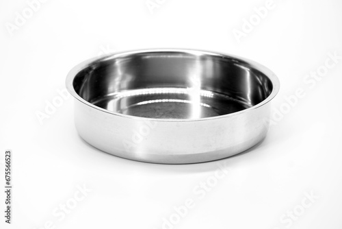 Stainless steel pan isolated on white background
