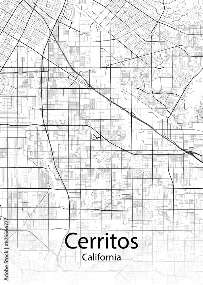 Cerritos California minimalist map