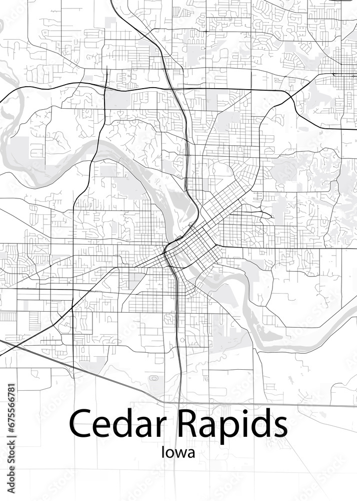 Cedar Rapids Iowa minimalist map
