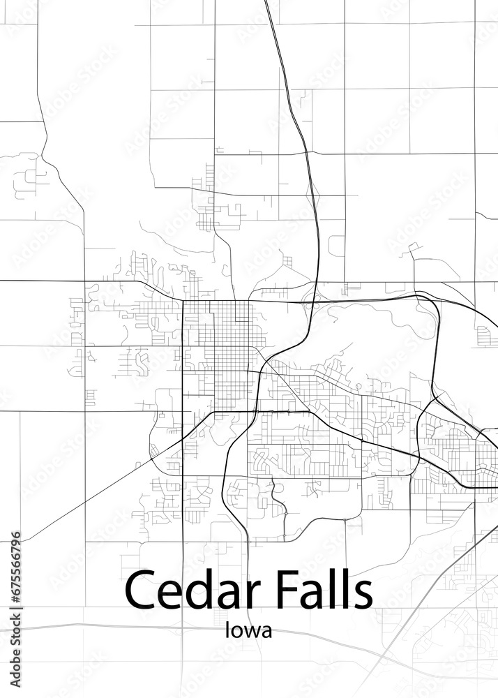 Cedar Falls Iowa minimalist map