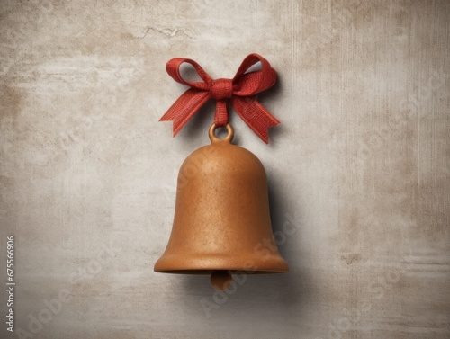 Christmas gingerbread bell decoration with grey background.