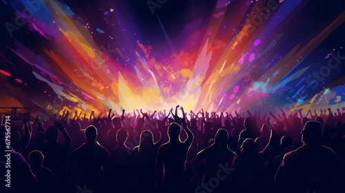 Concert people background. Concert poster. Crowd in a musical performance.