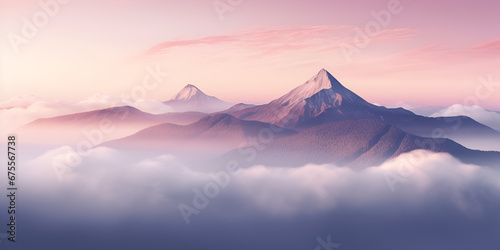 Morning Tranquility  Sun Rising over Misty Chinese Peaks   Majestic Sunrise Chinese Mountains in Morning Fog