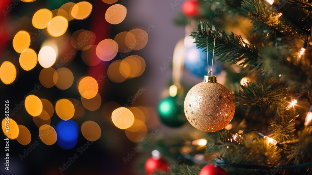 Holiday Decor: Close-Up of Beautifully Decorated Christmas Tree