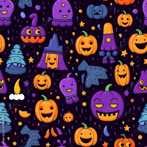 Cartoon Halloween Spooky Fun Pattern