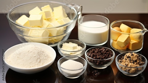 Ingredients to make chocolate chip cookies