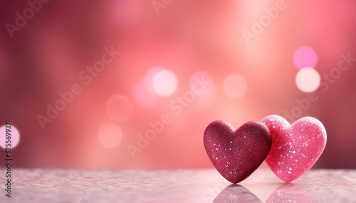 Lovers' Day Hearts on Pink Background | Romantic Valentines Background with Love | Valentine background with hearts and bokeh