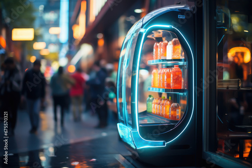Futuristic food vending machines in operation. © VicenSanh