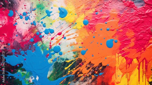 colorful paint splatters  abstract with empty ground in foreground