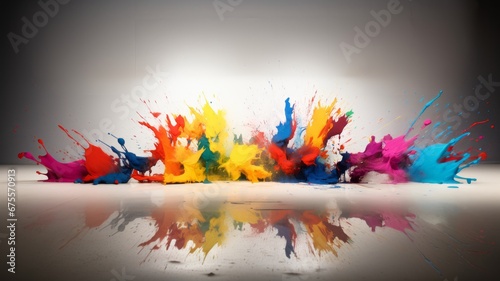 colorful smoke trails, abstract with empty ground in foreground