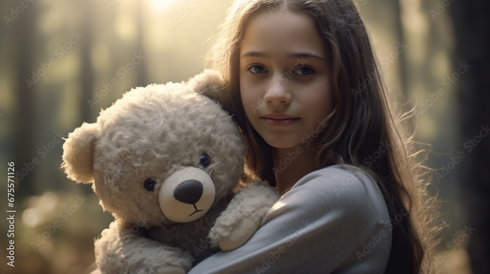 Beautiful Girl with her teddy bear Beautiful Girl with her teddy bear
