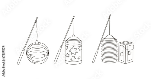 Lanterns set for saint martin day or laternenumzug,traditional in Germany