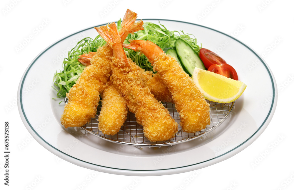 Ebi fry (Japanese fried shrimp) isolated on white background.
Japanese Ebi Fry is shrimp that has been peeled, coated in flour, dipped in egg batter, then breaded and fried in oil. Ebi fry (Japanese fried shrimp) isolated on white background.
Japanese Ebi Fry is shrimp that has been peeled, coated in flour, dipped in egg batter, then breaded and fried in oil.
