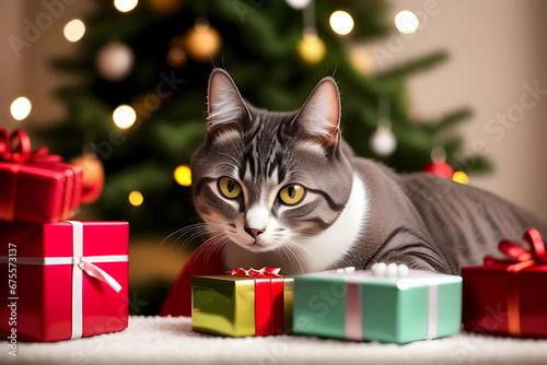 cat with gifts